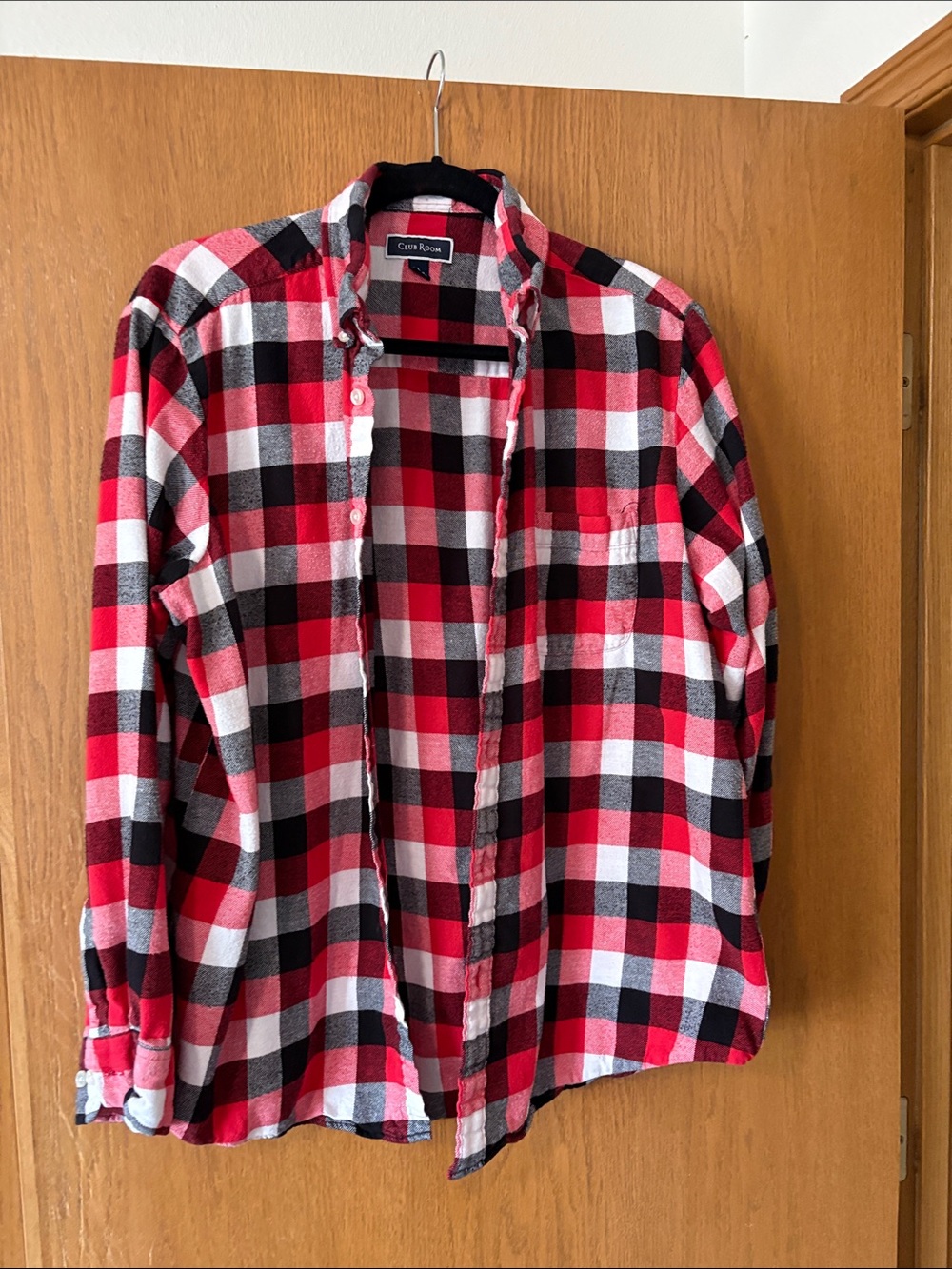 Cubavera Red Black White Plaid Button-Down Shirt